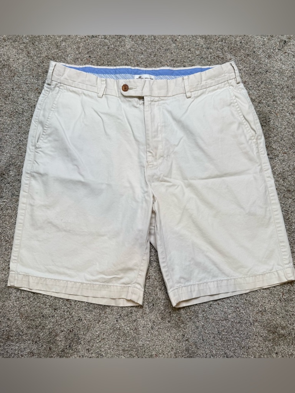 Peter Millar Cream Flat Front Chino Shorts